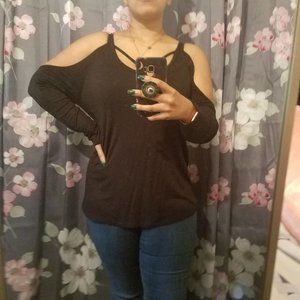 Charlotte Russe Black cold shoulder top